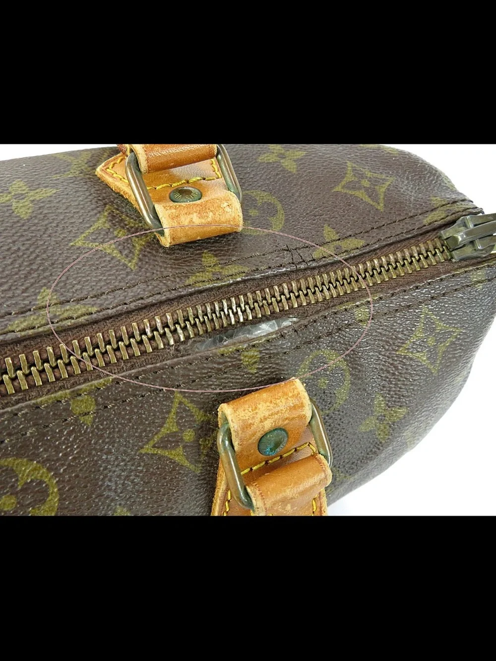 Louis Vuitton Brown Monogram Canvas Satchel with Tan Leather Trim
